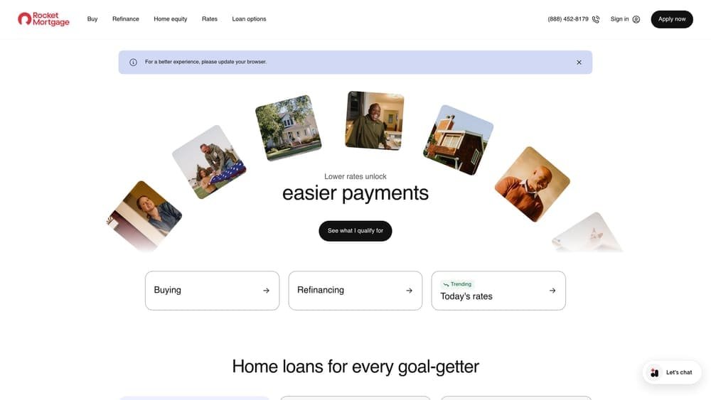 Screenshot of Rocket Mortgage website