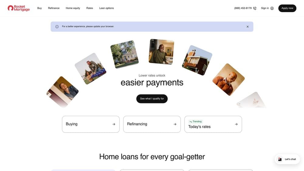 Screenshot of Rocket Mortgage website