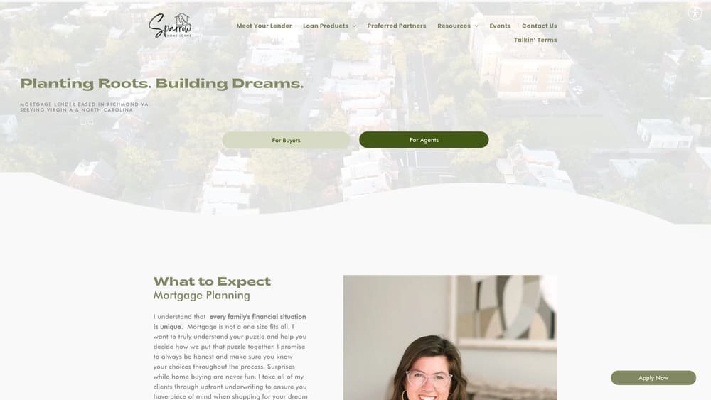 Screenshot of Sparrow Home Loans website