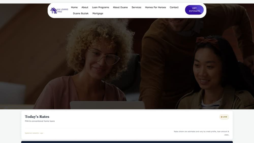 Screenshot of VA Loans Pro website