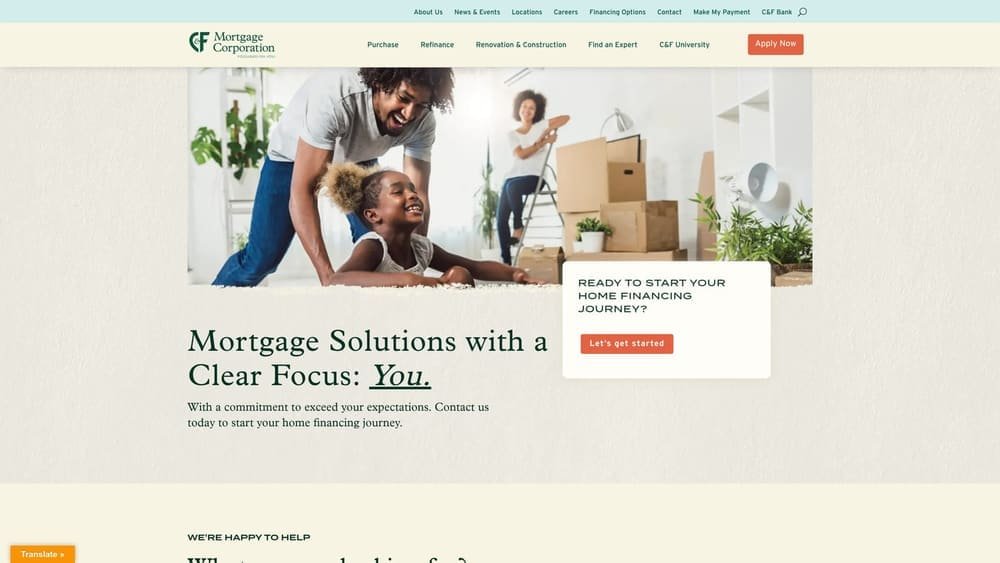 Screenshot of CFMortgage Corp website